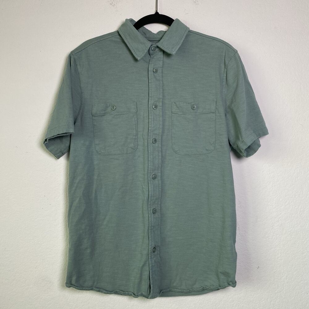 32 Degrees Cool Green Short Sleeve Button Up Mens‎ Size Small 100% Cotton Casual